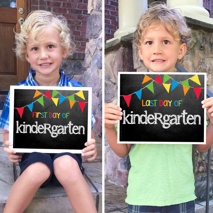 First & Last Day of School Photo Signs – Two-Sided Chalkboard-Style, Preschool–College