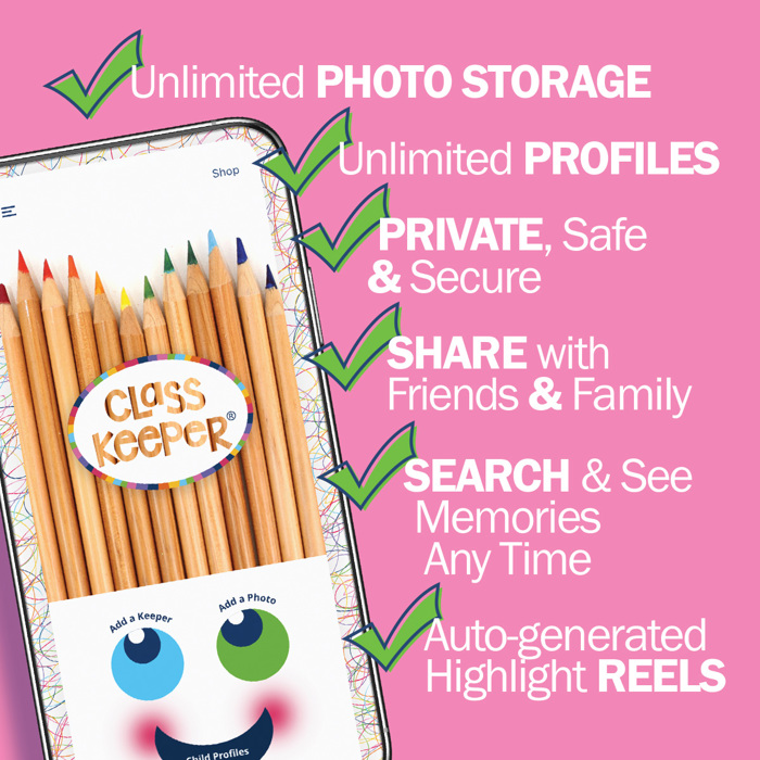 Mom Must-Have School Keepsake Kit | Class Keeper®, Photo Prop Deck & School Stickers | BONUS! App Membership + BONUS! Earn & Learn® Chore Chart Pad