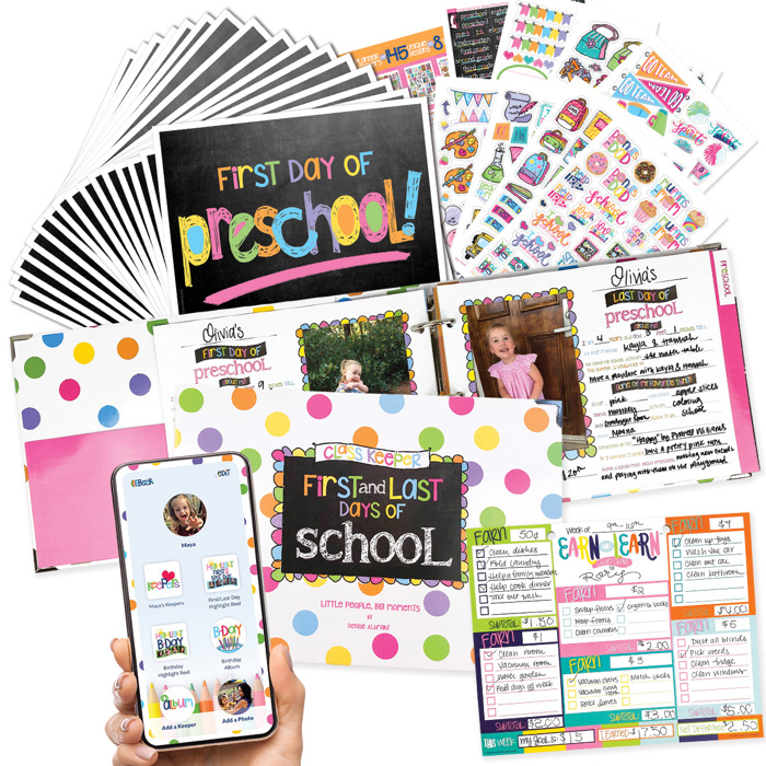 Mom Must-Have School Keepsake Kit | Class Keeper®, Photo Prop Deck & School Stickers | BONUS! App Membership + BONUS! Earn & Learn® Chore Chart Pad