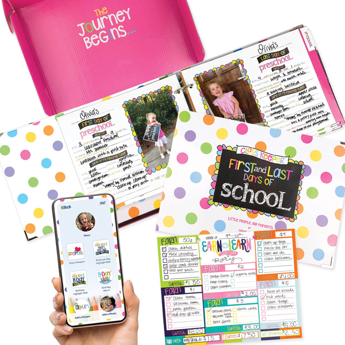 Class Keeper® School Memory Book Keepsake Binder  | BONUS! App Membership + Earn & Learn® Chore Chart Pad