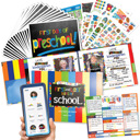 Primary Text Bundle Mom Must-Have School Keepsake Kit | Class Keeper®, Photo Prop Deck & School Stickers | BONUS! App Membership + BONUS! Earn & Learn® Chore Chart Pad