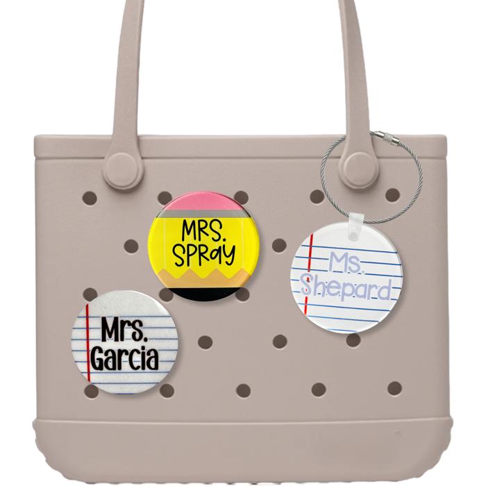 Personalized Back To School Bag Charm Or Keychain | 2.5 Inch