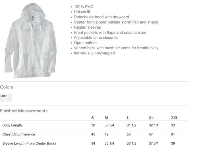 Unisex Adult Clear Hooded Rain Jacket