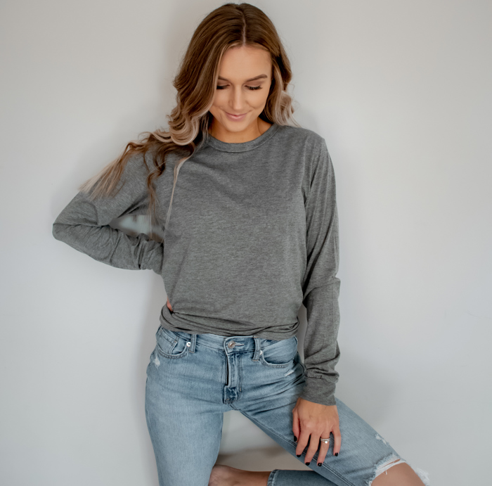 30+ Colors - Ultra Soft Poly-Cotton Heathered Long Sleeve (Crewneck) T-shirt