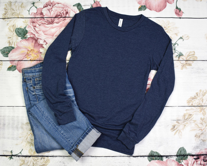 30+ Colors - Ultra Soft Poly-Cotton Heathered Long Sleeve (Crewneck) T-shirt