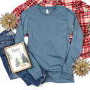  30+ Colors - Ultra Soft Poly-Cotton Heathered Long Sleeve (Crewneck) T-shirt