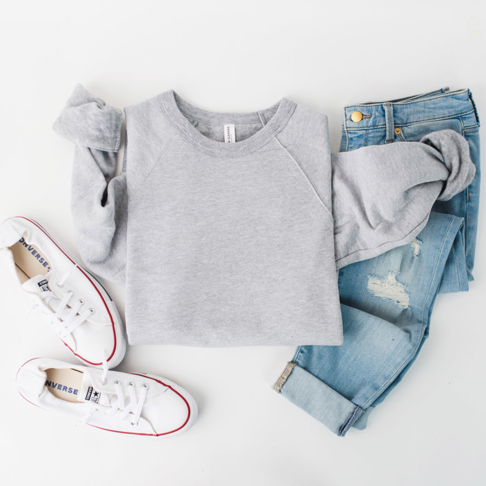 40+ Colors - Sweatshirt (Crewneck) | Sponge Fleece Raglan (Unisex) | Bella Canvas