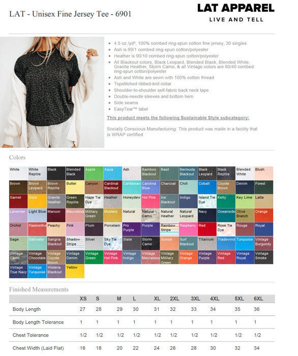 102 Colors | T-Shirt Unisex Fine Jersey LAT
