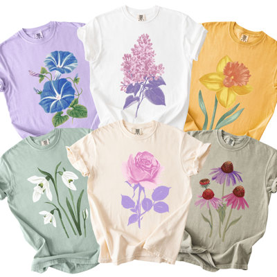Halftone Pastel Spring Flowers - T-Shirt