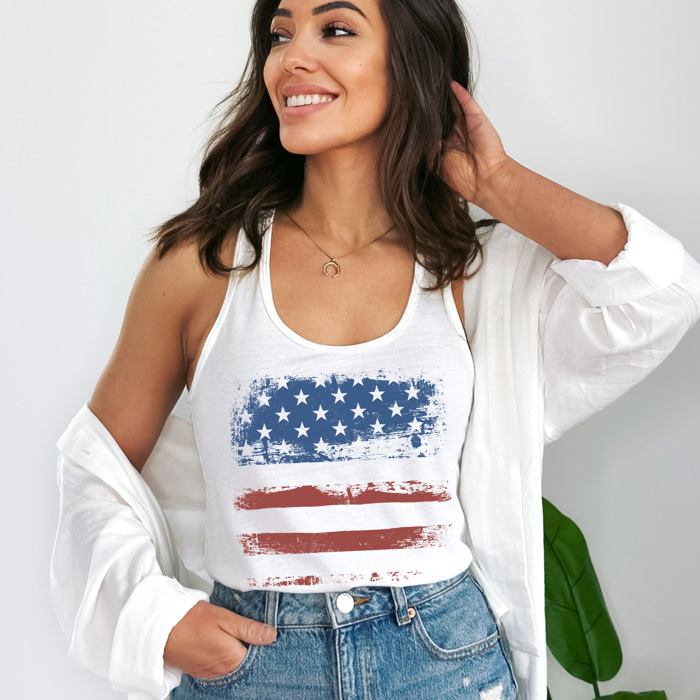 Tanktops & T-Shirts - USA Patriotic Grunge Flag Fourth of July American Ultra