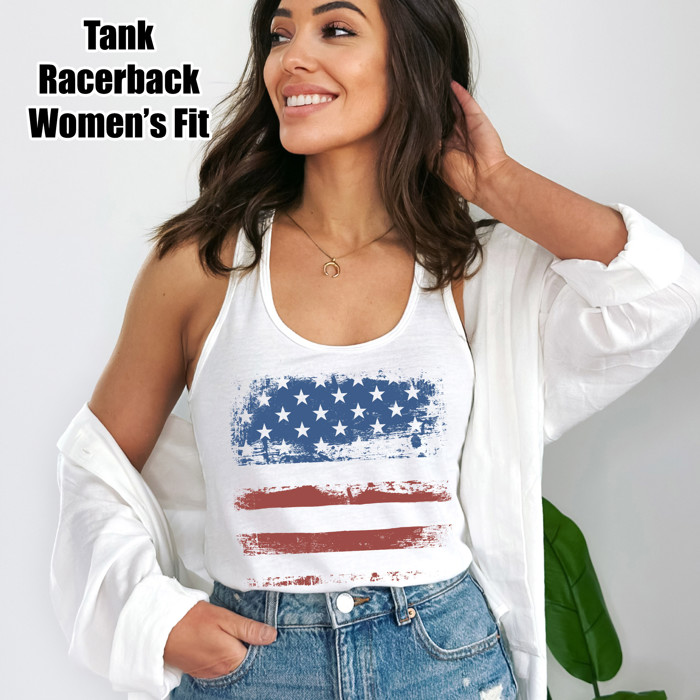 Tanktops & T-Shirts - USA Patriotic Grunge Flag Fourth of July American Ultra