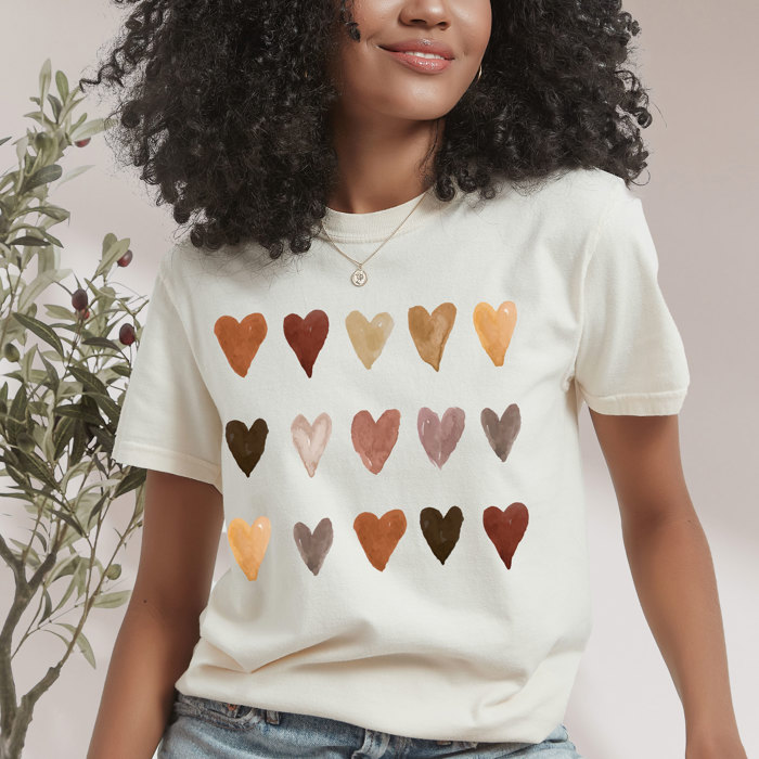 Melanin Watercolor Hearts (15 Hearts) - T-Shirt, Sweatshirt, or Longsleeve