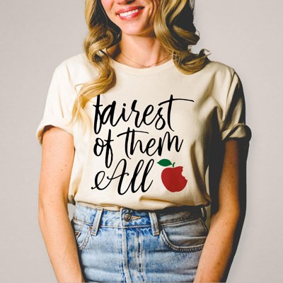 Fairest of them all Apple Soft Cozy Longer Length Unisex Graphic Tee T-shirt