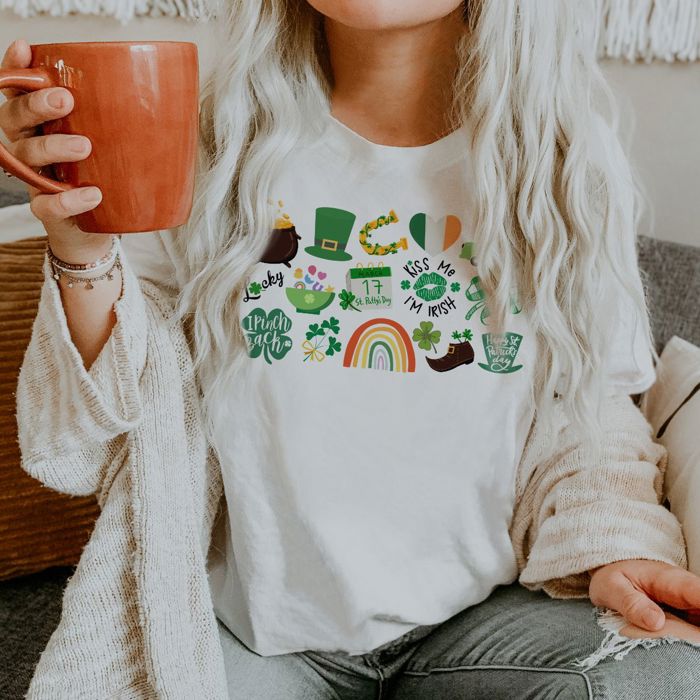 Lucky Charms Celebrate St Paddys in Style Happy St Patricks Day Its the Little Things that make the best memories - T-Shirt (Crewneck)  100 Cotton Heavyweig