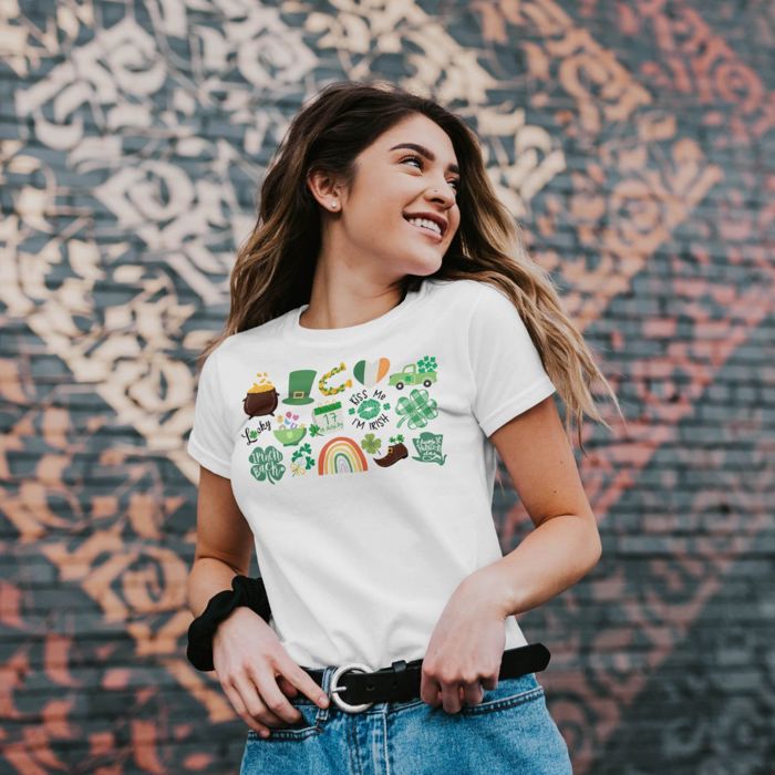 Lucky Charms Celebrate St Paddys in Style Happy St Patricks Day Its the Little Things that make the best memories - T-Shirt (Crewneck)  100 Cotton Heavyweig