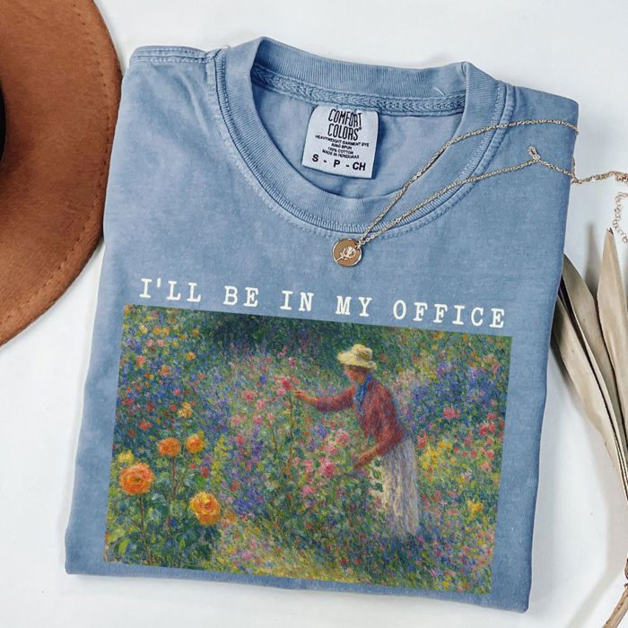 I'll Be In My Office Gardener Plant Lovers Impressionist Painting Style - Soft Cozy Heavyweight Tee (Unisex) Comfort Colors