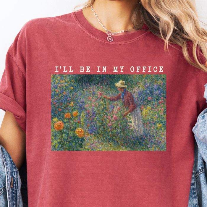 I'll Be In My Office Gardener Plant Lovers Impressionist Painting Style - Soft Cozy Heavyweight Tee (Unisex) Comfort Colors