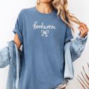  Bookworm With Bow Whimsical Style - T-Shirt (Crewneck)  100 Cotton Heavyweight Tee (Unisex)  Comfort Colors
