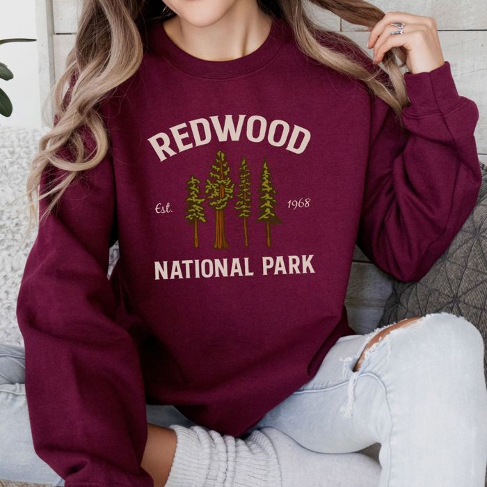 Redwoods National Park Trees Outdoor Adventures - Sweatshirt (Crewneck)  Poly-Cotton Colors (Unisex)  Gildan