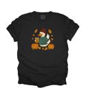  Fall Autumn Goose Latte Walk Faux (Printed, not real embroidery) Embroidery Design - T-Shirt (Crewneck)  100 Cotton Heavyweight Tee (Unisex)  Comfort Colors