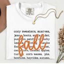  Faux (Printed, not real sparkles or fabric)  Sparkly Fall With Autumn Words in Background - T-Shirt (Crewneck)  100 Cotton Heavyweight Tee (Unisex)  Comfort Colors