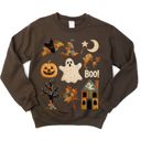  Faux (Printed, not real quilted fabric) Quilted Halloween Elements Fall Autumn Design - Sweatshirt (Crewneck)  Poly-Cotton Colors (Unisex)  Gildan