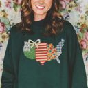  Faux (Printed, not real quilted fabric) Quilted Ditzy Floral United States Road Trip Design - Sweatshirt (Crewneck)  Poly-Cotton Colors (Unisex)  Gildan