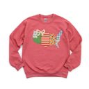 Faux (Printed, not real quilted fabric) Quilted Ditzy Floral United States Road Trip Design - Sweatshirt (Crewneck)  Poly-Cotton Colors (Unisex)  Gildan