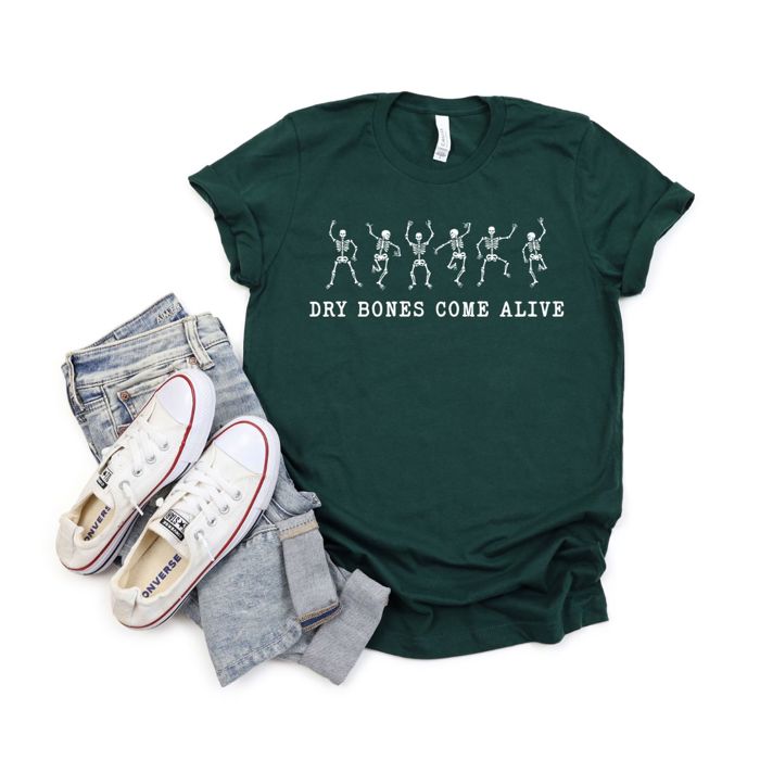 Dry Bones Come Alive Christian Halloween Jesus Style - Soft and Comfy Bella Canvas Tee