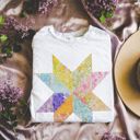  Bright Ditzy Floral Summer Printed Quilted Star Pattern - Soft and Cozy T-Shirt (Crewneck)  Bella Canvas