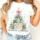  Come Let Us Adore Him Old Town Chapel Bow - Soft Cozy T-Shirt (Crewneck) Bella Canvas