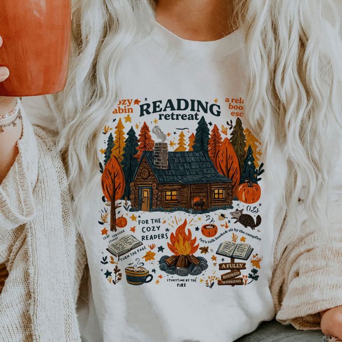 Cozy Reading Retreat Fall Fully Booked Weekend - Butter Soft Bella Canvas Tee