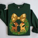  Vintage Style Rudolph The Red Nosed Reindeer Glitter Gold Bow  - Comfy Drop Shoulder Sweatshirt