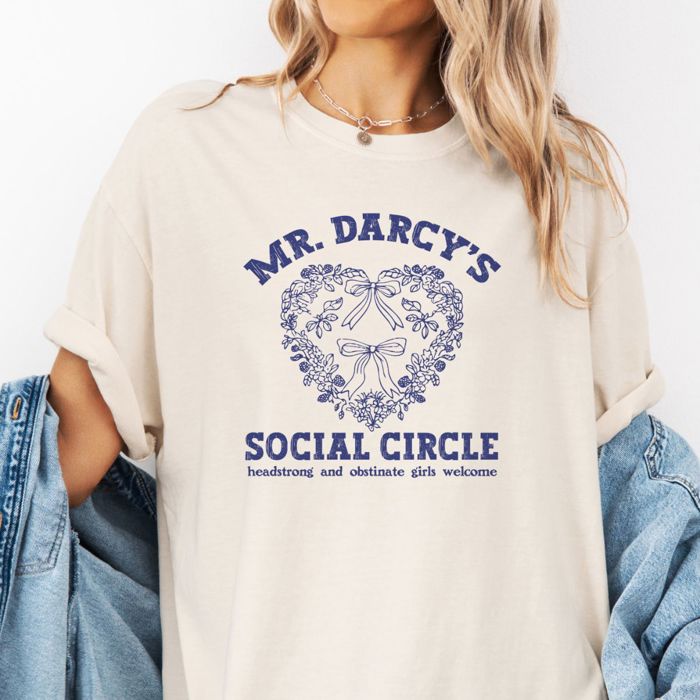 Mr Darcys Social Circle Book Girly Classic Romance - Soft Wash Heavyweight Tee Comfort Colors