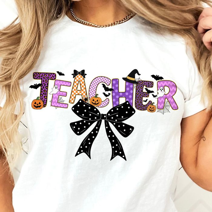 Spooky Teacher Halloween Word - Perfect Comfy Bella Canvas Tee