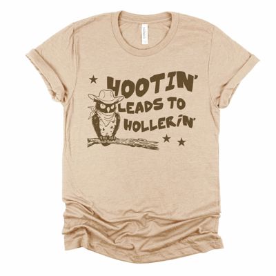 Hootin Leads to Hollerin Funny Sarcastic Little Owl Sayings - Perfectly Cozy Bella Canvas Tee