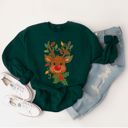  Vintage Rudolph The Red-Nosed Reindeer Faux (Printed, not real fabric or sparkles)  Sparkly With Christmas Lights - Comfy Drop Shoulder Sweatshirt