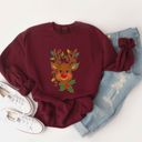  Vintage Rudolph The Red-Nosed Reindeer Faux (Printed, not real fabric or sparkles)  Sparkly With Christmas Lights - Comfy Drop Shoulder Sweatshirt