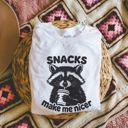  Snacks Make Me Nicer - Funny Coffee Latte Raccoon - Soft Longer Length Bella Canvas