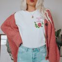  From The 1990s Cross Stiched Rose Vintage Faux (Printed, not real fabric or embroidery)  Embroidery - Soft Longer Length Bella Canvas Tee