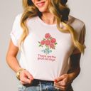  These Are The Good Old Days Faux (Printed, not real fabric or embroidery)  Rose Embroidery - Soft Longer Length Bella Canvas Tee