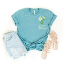  Onto My Next Adventure Faux (Printed, not real fabric or embroidery)  Embroidered Daisies - Soft Longer Length Bella Canvas Tee