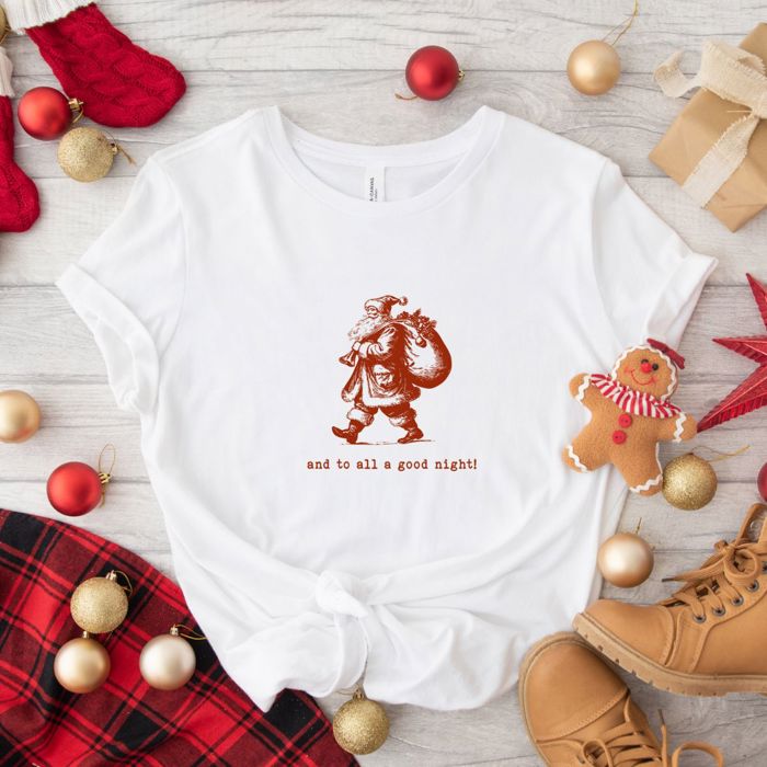And To All A Good Night Vintage Santa Claus Father Christmas - Soft Longer Length Bella Canvas Tee