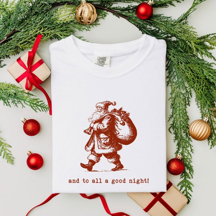 And To All A Good Night Vintage Santa Claus Father Christmas - Soft Longer Length Bella Canvas Tee