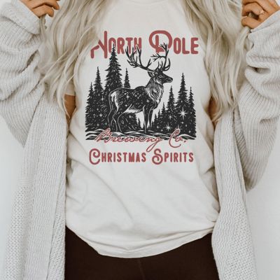 North Pole Brewing Spirits Christmas Holiday Cheer - Soft Longer Length Bella Canvas Tee