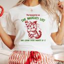  Permamently On The Naughty List and Loving Every Minute of It Funny Cat Christmas - Soft Longer Length Bella Canvas Tee