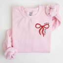  Merry Christmas Red Ribbon Bow Happy Holidays - Sweatshirt (Crewneck)  Poly-Cotton Colors (Unisex)  Gildan