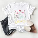  Faux (Printed, not real embroidery)   Embroidered Chicken Chicks Vintage Style Crossstitch - Soft Longer Length Bella Canvas Tee