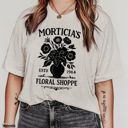  Morticias Floral Shoppe Funny Halloween Adams Puns - T-Shirt (Crewneck)  100 Cotton Solid Colors Jersey Tee (Unisex)  Bella Canvas, T-Shirt (Crewneck)  Poly