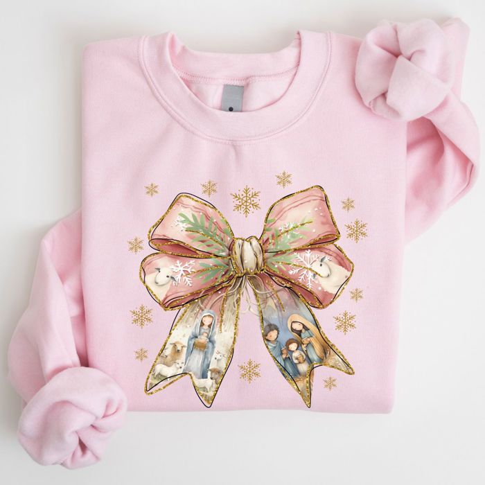 Nativity Faux (Printed, not real fabric or glitter)  Gold Glitter Bold Christian Jesus Is The Reason - Sweatshirt Drop Shoulder